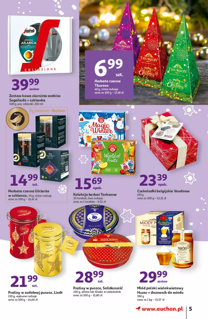 Gazetka promocyjna Auchan - Magia cenowa Hipermarkety - ważna 18.11 do 24.11.2021 - strona 5 - produkty: BIC, Dozownik, Gra, Herbata, Herbata czarna, Kawa, Kawa ziarnista, Lanki, LG, Lindt, Miód, Praliny, Segafredo, Szklanka, Teekanne