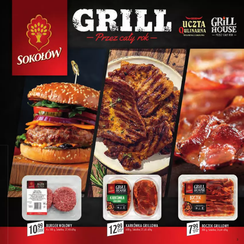 Gazetka promocyjna Stokrotka - Katalog Szkoła - ważna 11.08 do 31.08.2022 - strona 3 - produkty: Boczek, Burger, Grill, Sok, Sokołów