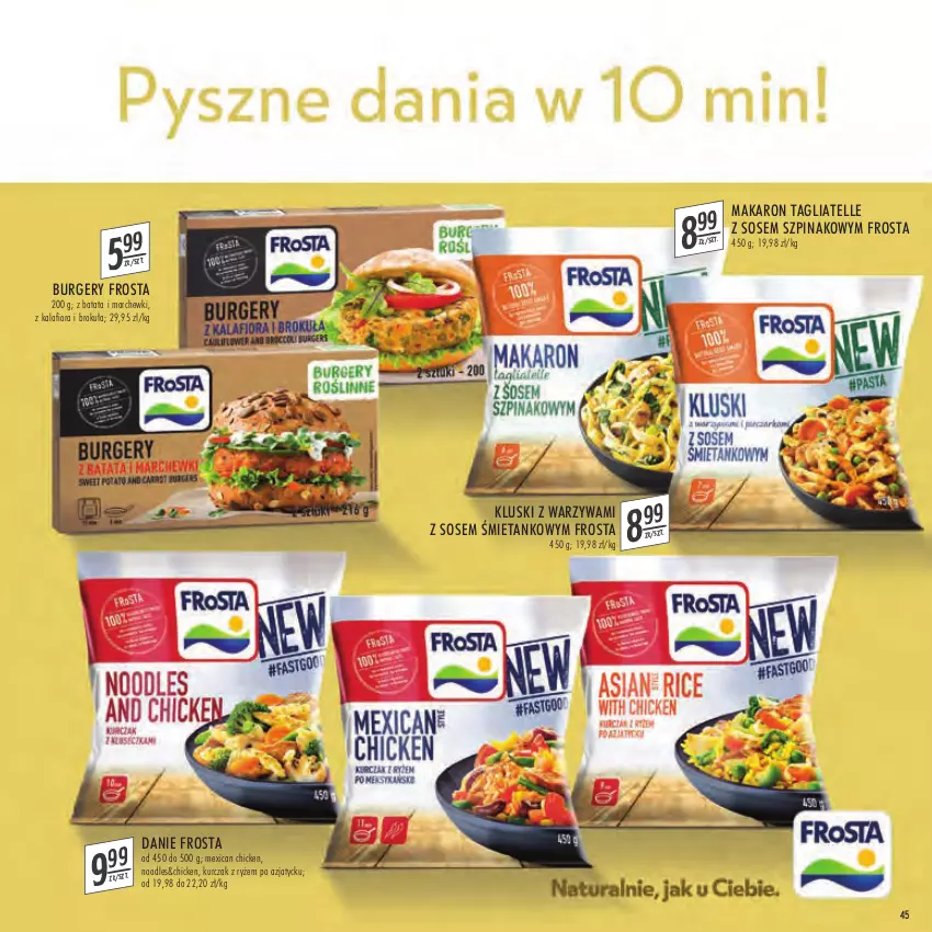 Gazetka promocyjna Stokrotka - Katalog Szkoła - ważna 11.08 do 31.08.2022 - strona 45 - produkty: Burger, Frosta, Kalafior, Kurczak, Makaron, Ryż, Sos, Szpinak, Tagliatelle, Warzywa