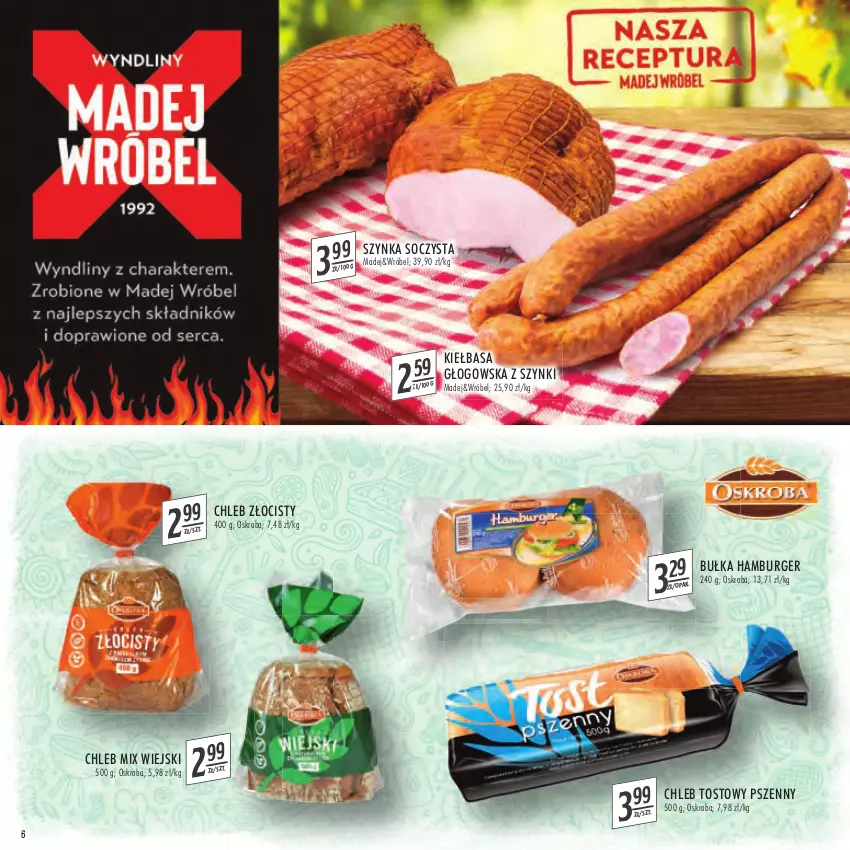 Gazetka promocyjna Stokrotka - Katalog Szkoła - ważna 11.08 do 31.08.2022 - strona 6 - produkty: Bułka, Bułka hamburger, Burger, Chleb, Chleb tostowy, Hamburger, Kiełbasa, Kiełbasa głogowska, Szynka