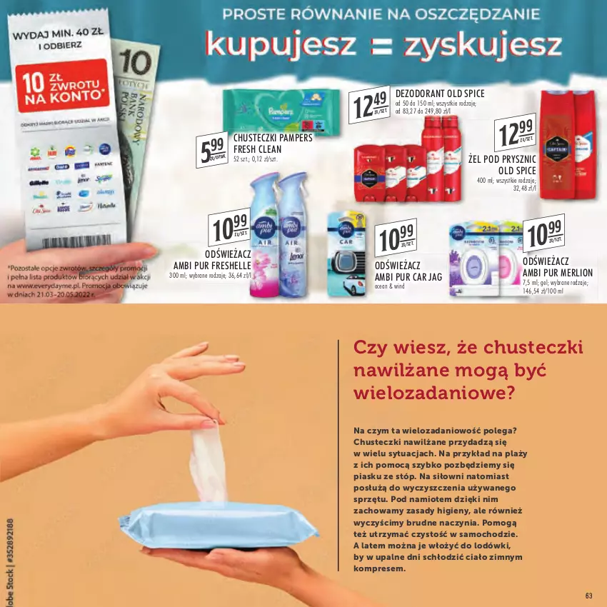 Gazetka promocyjna Stokrotka - Katalog Szkoła - ważna 11.08 do 31.08.2022 - strona 63 - produkty: Ambi Pur, Chusteczki, Danio, Dezodorant, Lion, Namiot, Old Spice, Pampers, Pur