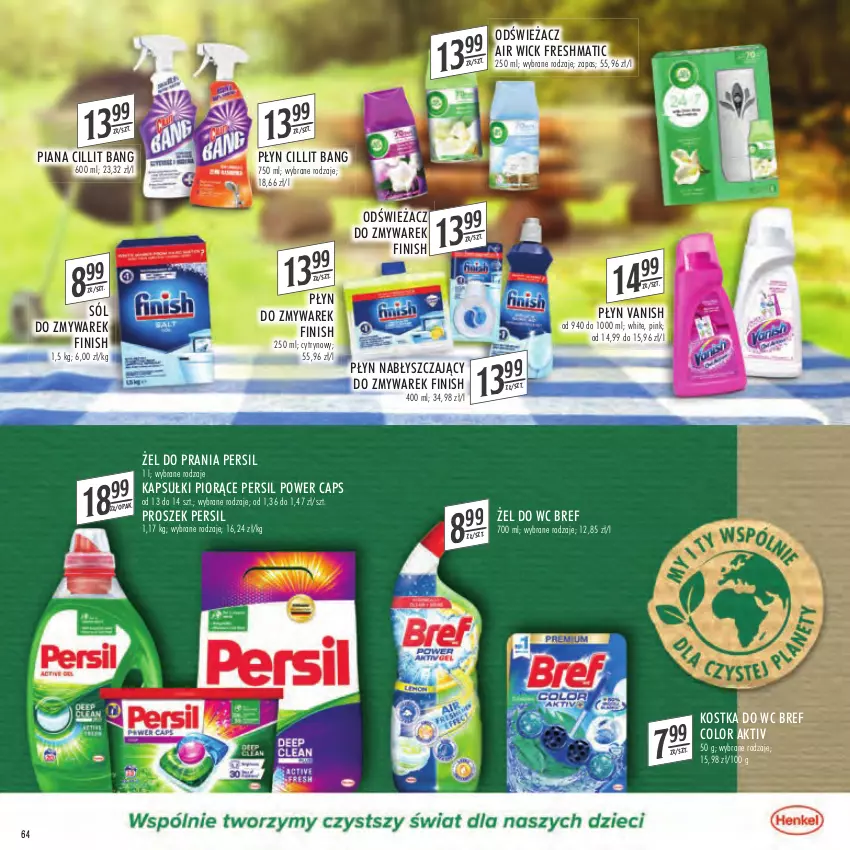 Gazetka promocyjna Stokrotka - Katalog Szkoła - ważna 11.08 do 31.08.2022 - strona 64 - produkty: Air Wick, Bref, Cillit Bang, Finish, Kostka do wc, Persil, Płyn nabłyszczający, Sól, Vanish