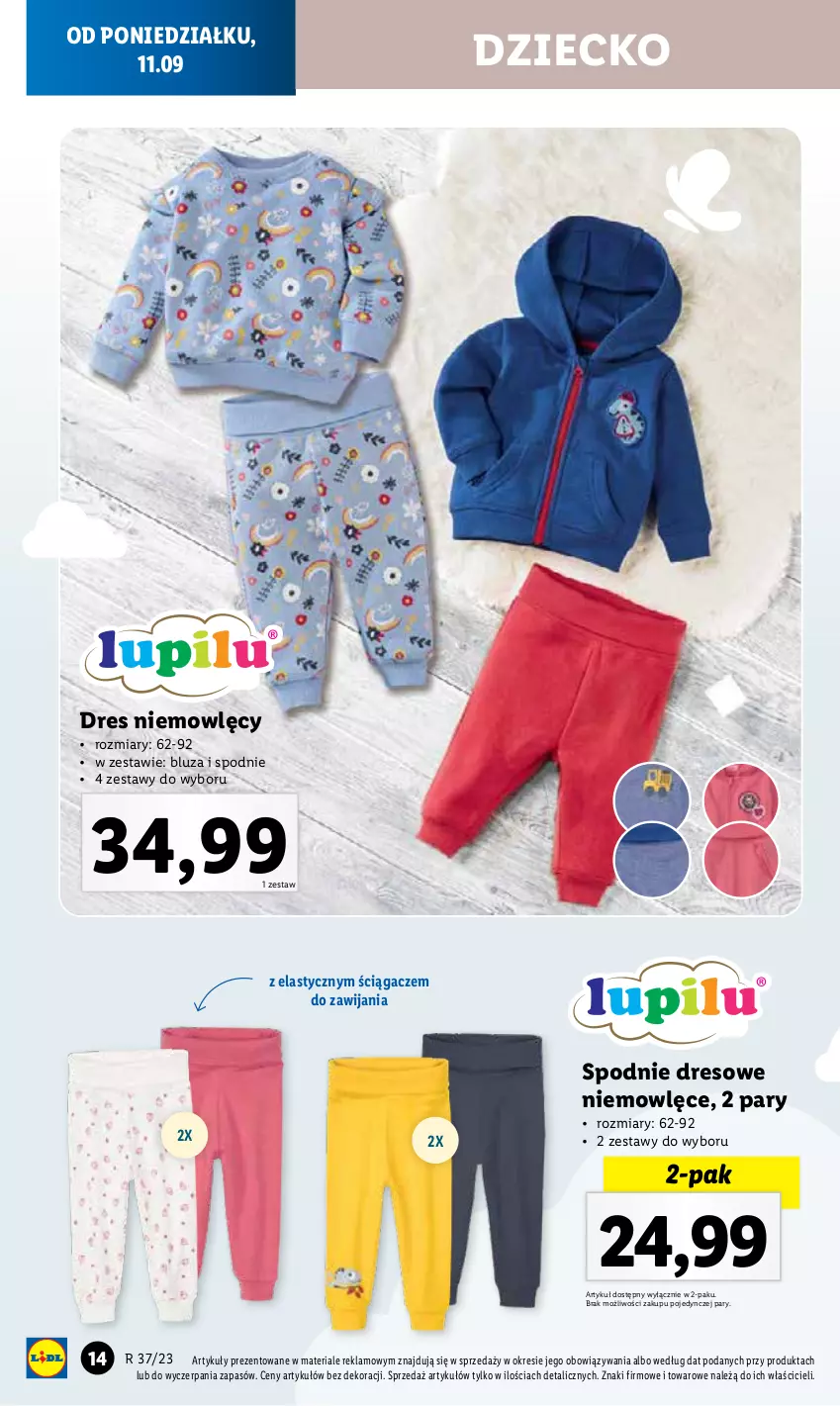 Gazetka promocyjna Lidl - GAZETKA - ważna 11.09 do 16.09.2023 - strona 14 - produkty: Bluza, Dres, Kuchnia, Spodnie, Spodnie dresowe