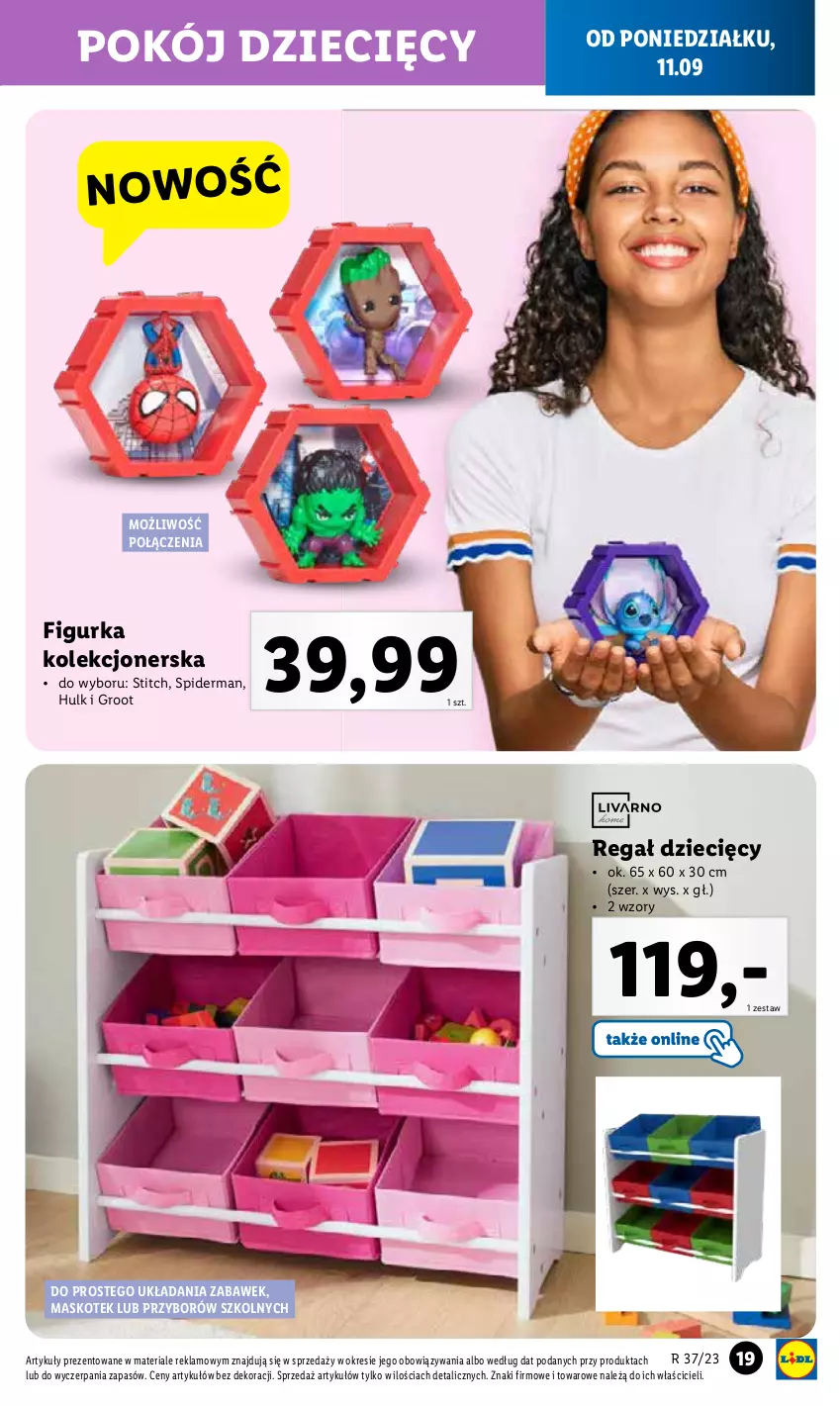 Gazetka promocyjna Lidl - GAZETKA - ważna 11.09 do 16.09.2023 - strona 19 - produkty: Dzieci, Kotek, Kuchnia, Regał, Spiderman