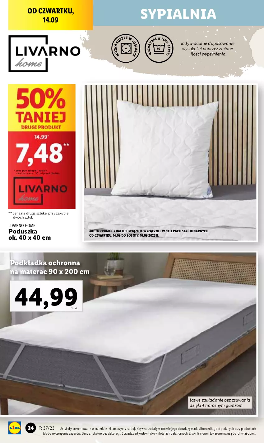 Gazetka promocyjna Lidl - GAZETKA - ważna 11.09 do 16.09.2023 - strona 30 - produkty: Ivar, Materac, Podkład, Podkładka, Poduszka, Sok, Sypialnia, Tera