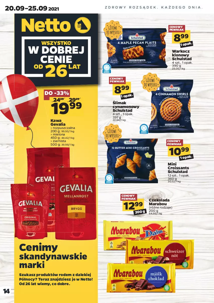 Gazetka promocyjna Netto - Gazetka spożywcza - ważna 20.09 do 25.09.2021 - strona 14 - produkty: Croissant, Czekolada, Kawa, Koc, Tera