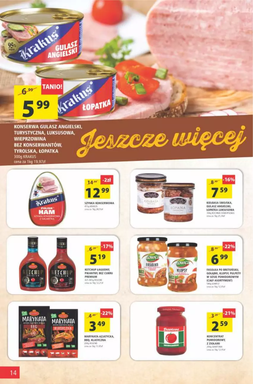 Gazetka promocyjna Arhelan - Gazetka - ważna 30.07 do 08.08.2021 - strona 14 - produkty: Fa, Ketchup, Kiełbasa, Krakus, Pulpety, Ser, Sos