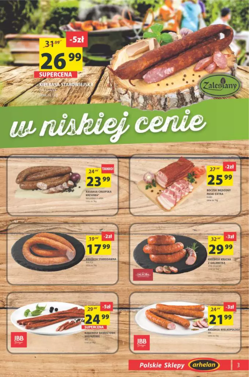 Gazetka promocyjna Arhelan - Gazetka - ważna 30.07 do 08.08.2021 - strona 3 - produkty: Boczek, Gala, Kiełbasa, Wasa