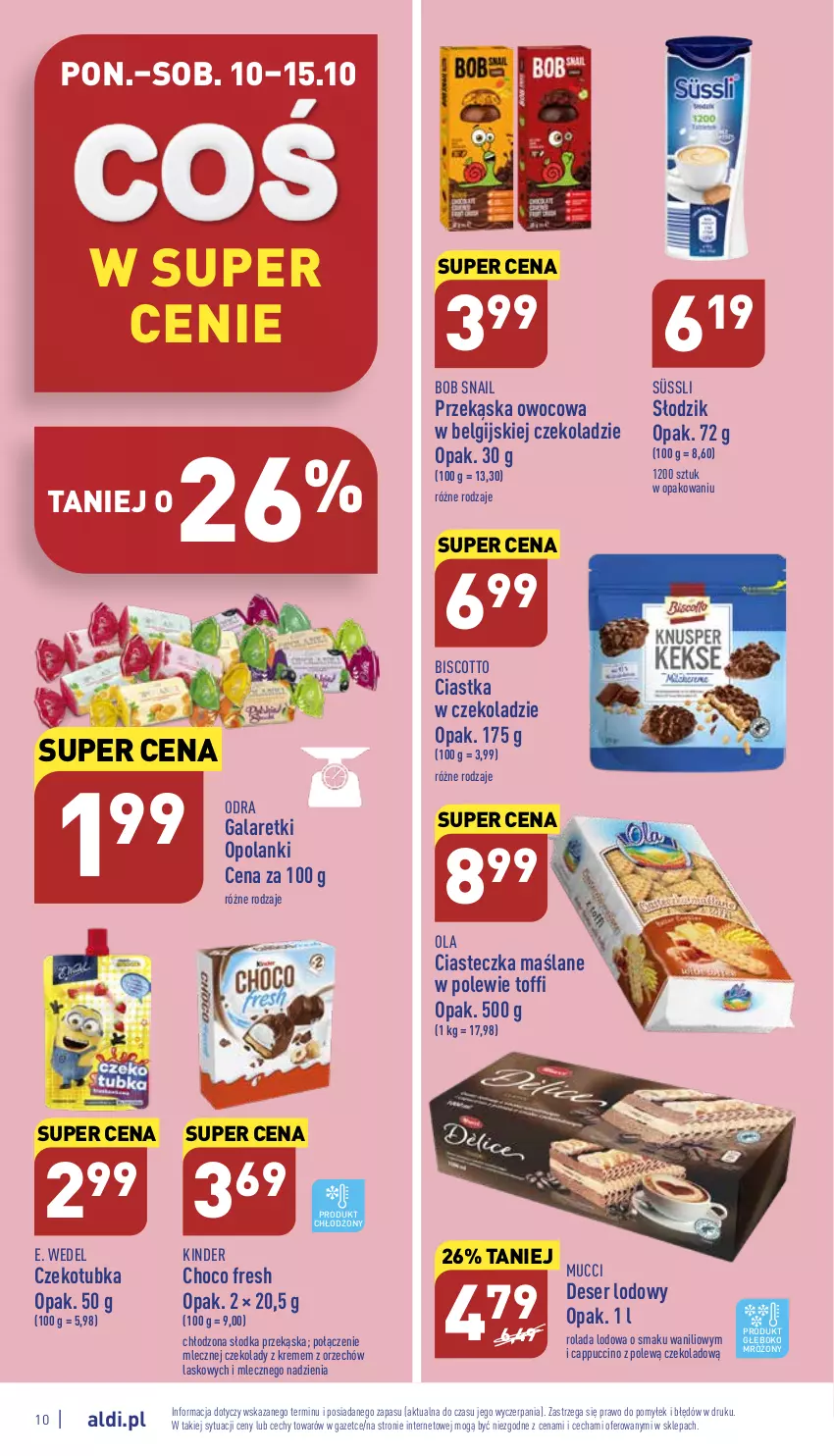 Gazetka promocyjna Aldi - Pełny katalog - ważna 10.10 do 15.10.2022 - strona 10 - produkty: Cappuccino, Ciastka, Deser, E. Wedel, Gala, Galaretki, Kinder, Lanki, LG, Rolada, Ser