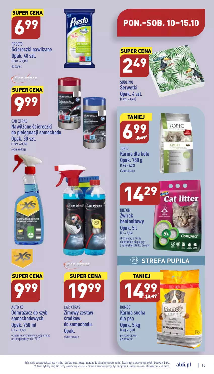 Gazetka promocyjna Aldi - Pełny katalog - ważna 10.10 do 15.10.2022 - strona 15 - produkty: Fa, Odmrażacz do szyb, Por, Presto, Ser, Serwetki, Top