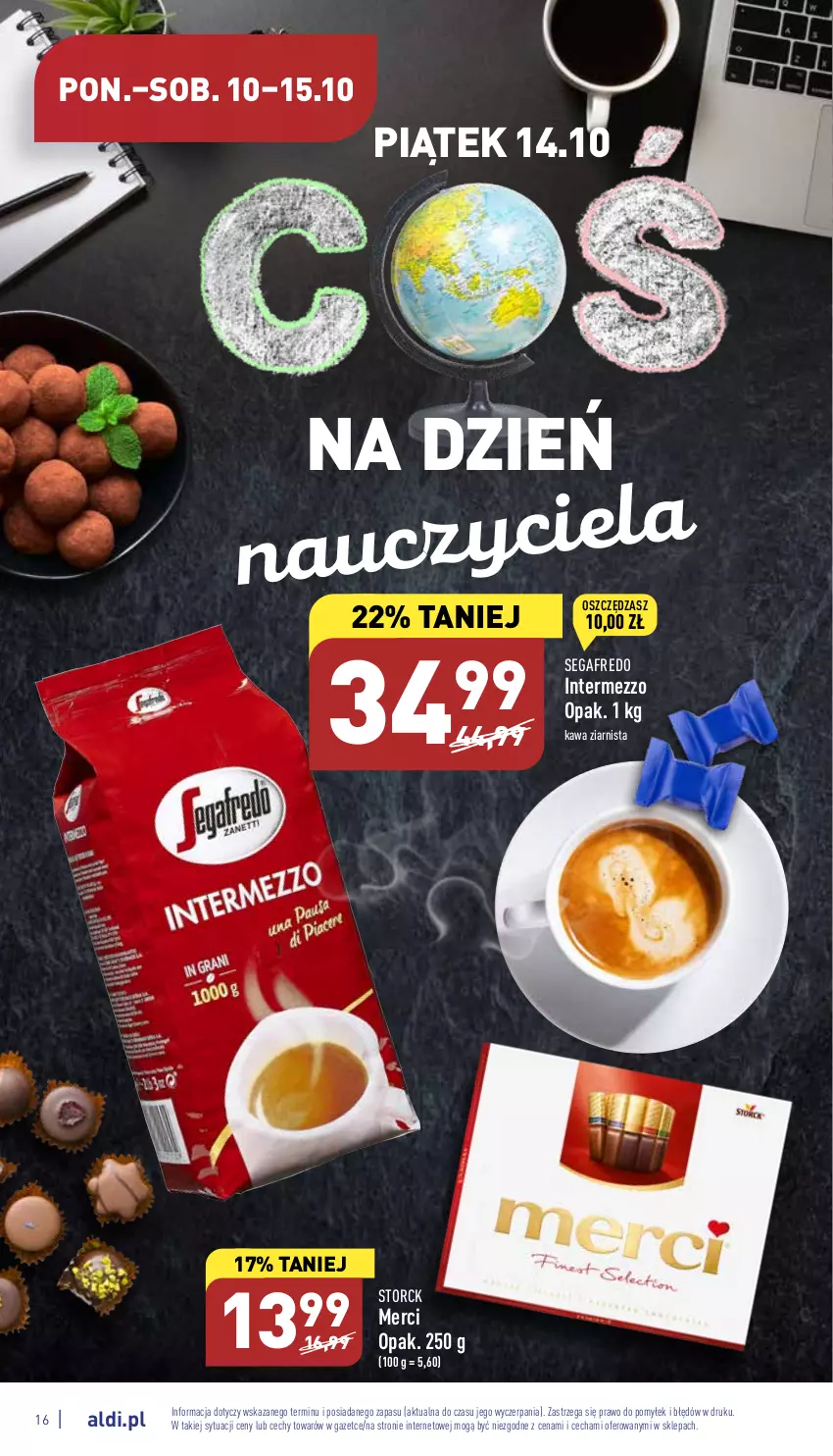 Gazetka promocyjna Aldi - Pełny katalog - ważna 10.10 do 15.10.2022 - strona 16 - produkty: Kawa, Kawa ziarnista, Merci, Segafredo