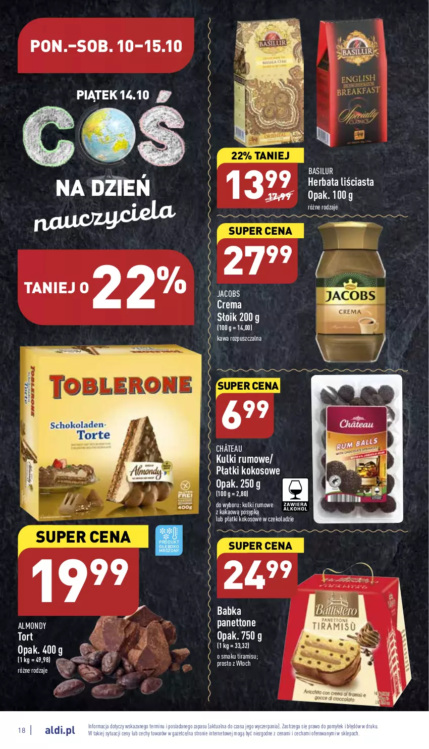 Gazetka promocyjna Aldi - Pełny katalog - ważna 10.10 do 15.10.2022 - strona 18 - produkty: Babka, Herbata, Jacobs, Kakao, Kawa, Kawa rozpuszczalna, Kokos, Rum