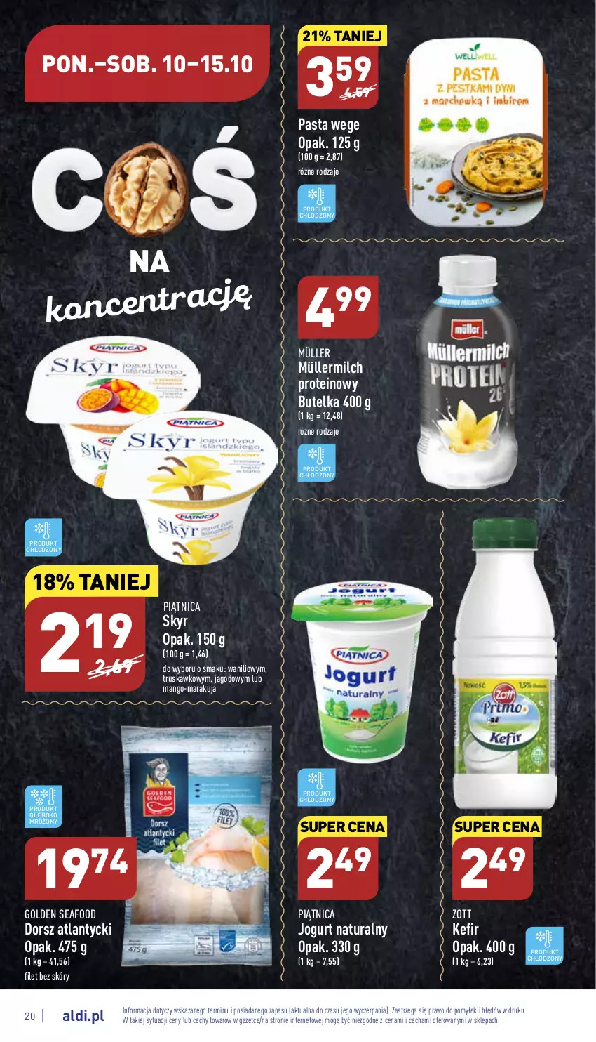 Gazetka promocyjna Aldi - Pełny katalog - ważna 10.10 do 15.10.2022 - strona 20 - produkty: Dorsz, Golden Seafood, Jogurt, Jogurt naturalny, Kefir, Mango, Müller, Müllermilch, Piątnica, Zott