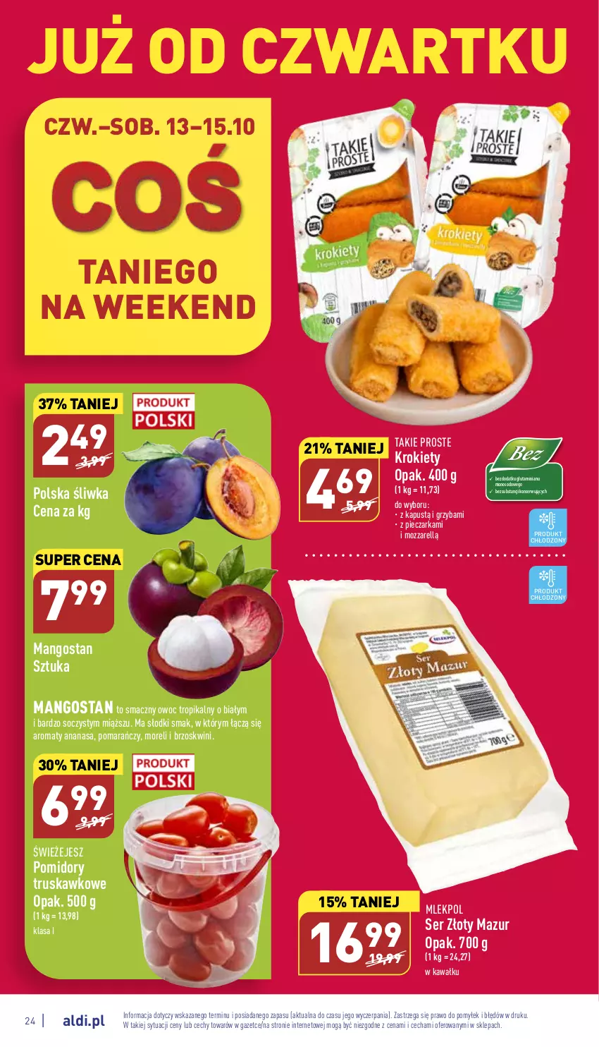 Gazetka promocyjna Aldi - Pełny katalog - ważna 10.10 do 15.10.2022 - strona 24 - produkty: Ananas, Kapustą, Kawa, Krokiety, Mango, Piec, Pieczarka, Pomidory, Ser, Złoty Mazur