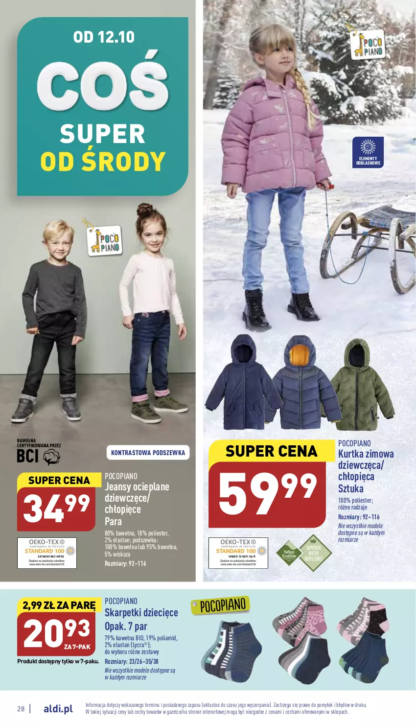 Gazetka promocyjna Aldi - Pełny katalog - ważna 10.10 do 15.10.2022 - strona 28 - produkty: Dzieci, Karp, Kurtka, Pocopiano, Skarpetki, Wełna