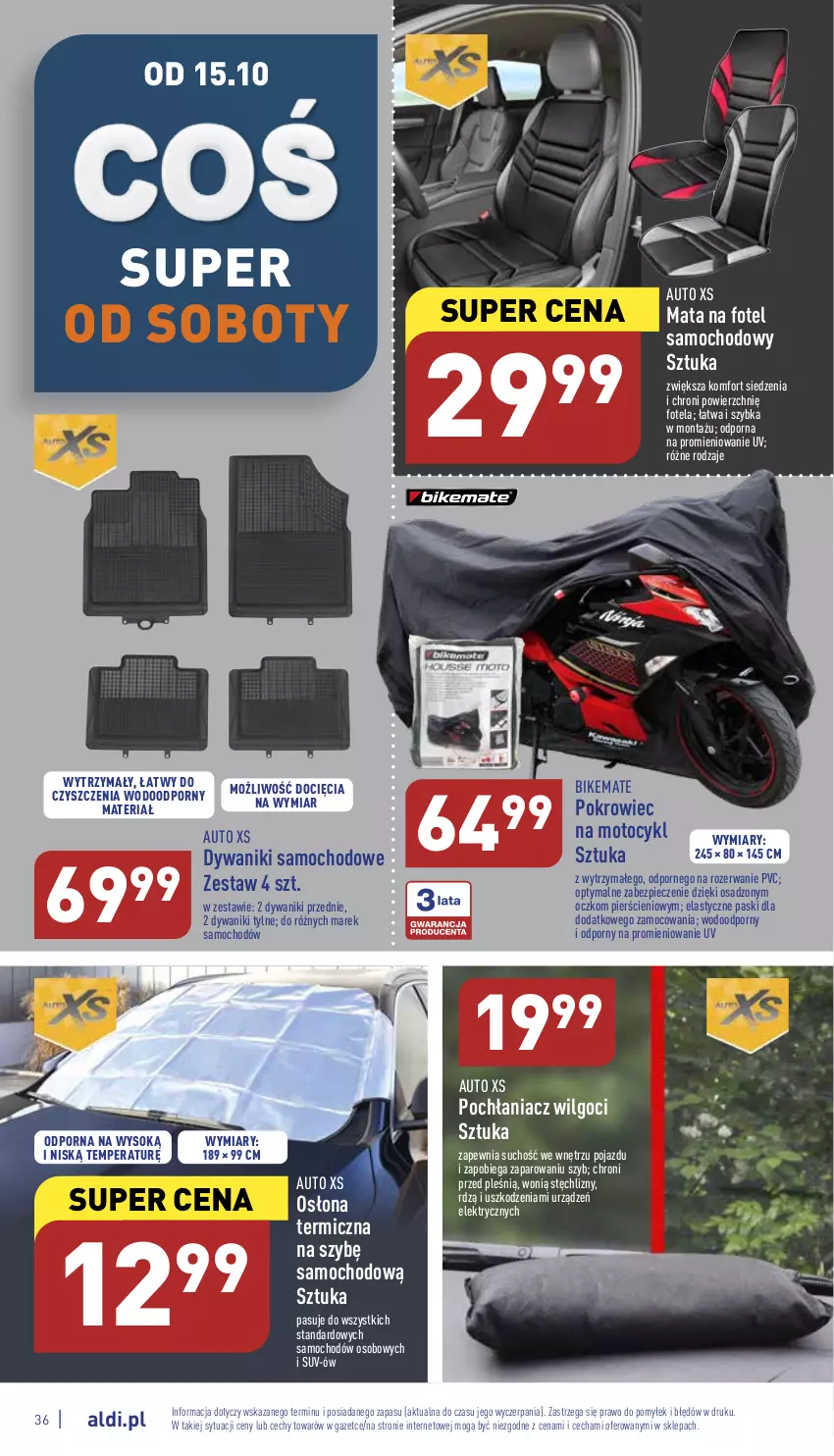 Gazetka promocyjna Aldi - Pełny katalog - ważna 10.10 do 15.10.2022 - strona 36 - produkty: Dywan, Dywanik, Fotel, LG, Piec, Pochłaniacz wilgoci, Pojazd, Pokrowiec, Pokrowiec na motocykl, Por, Sok