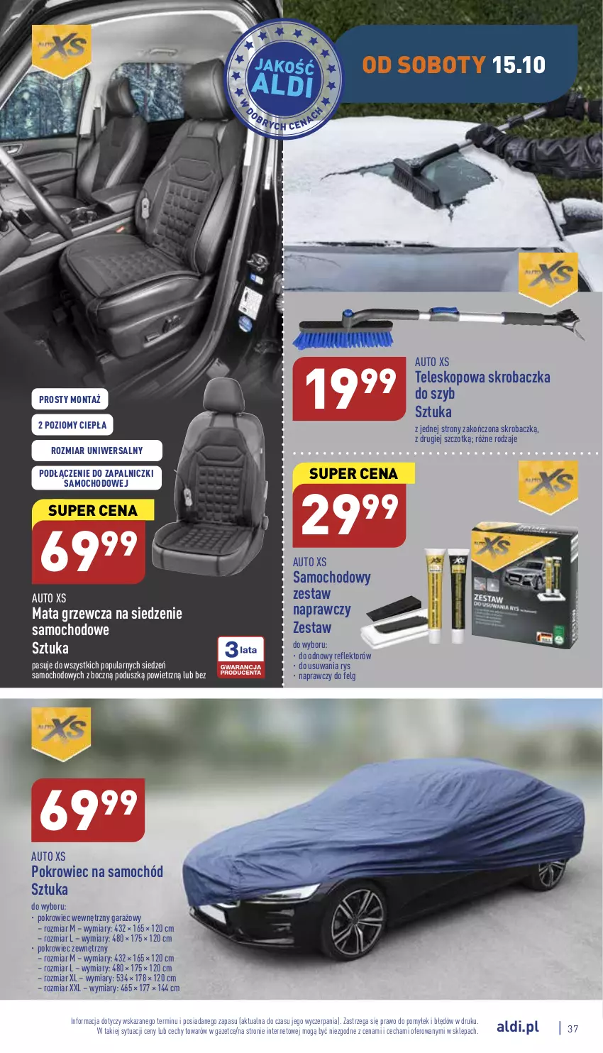 Gazetka promocyjna Aldi - Pełny katalog - ważna 10.10 do 15.10.2022 - strona 37 - produkty: Garaż, LG, Mata grzewcza, Pokrowiec, Pokrowiec na samochód, Reflektor, Samochód, Skrobaczka, Skrobaczka do szyb, Teleskop