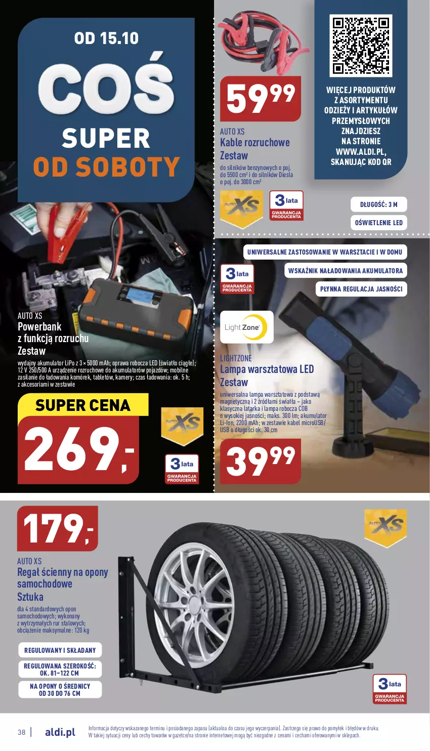 Gazetka promocyjna Aldi - Pełny katalog - ważna 10.10 do 15.10.2022 - strona 38 - produkty: Akumulator, Kamery, Lampa, Latarka, Mobil, Opony, Pojazd, Powerbank, Regał, Silan, Sok, Tablet, Tarka