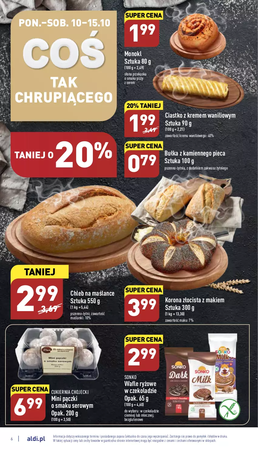 Gazetka promocyjna Aldi - Pełny katalog - ważna 10.10 do 15.10.2022 - strona 6 - produkty: Bułka, Chleb, Cukier, Lanki, Piec, Ryż, Ser, Sonko, Wafle