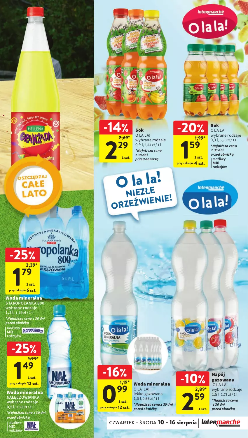 Gazetka promocyjna Intermarche - Gazetka Intermarche - ważna 10.08 do 16.08.2023 - strona 11 - produkty: Nałęczowianka, Napój, Napój gazowany, Sok, Staropolanka, Woda, Woda mineralna