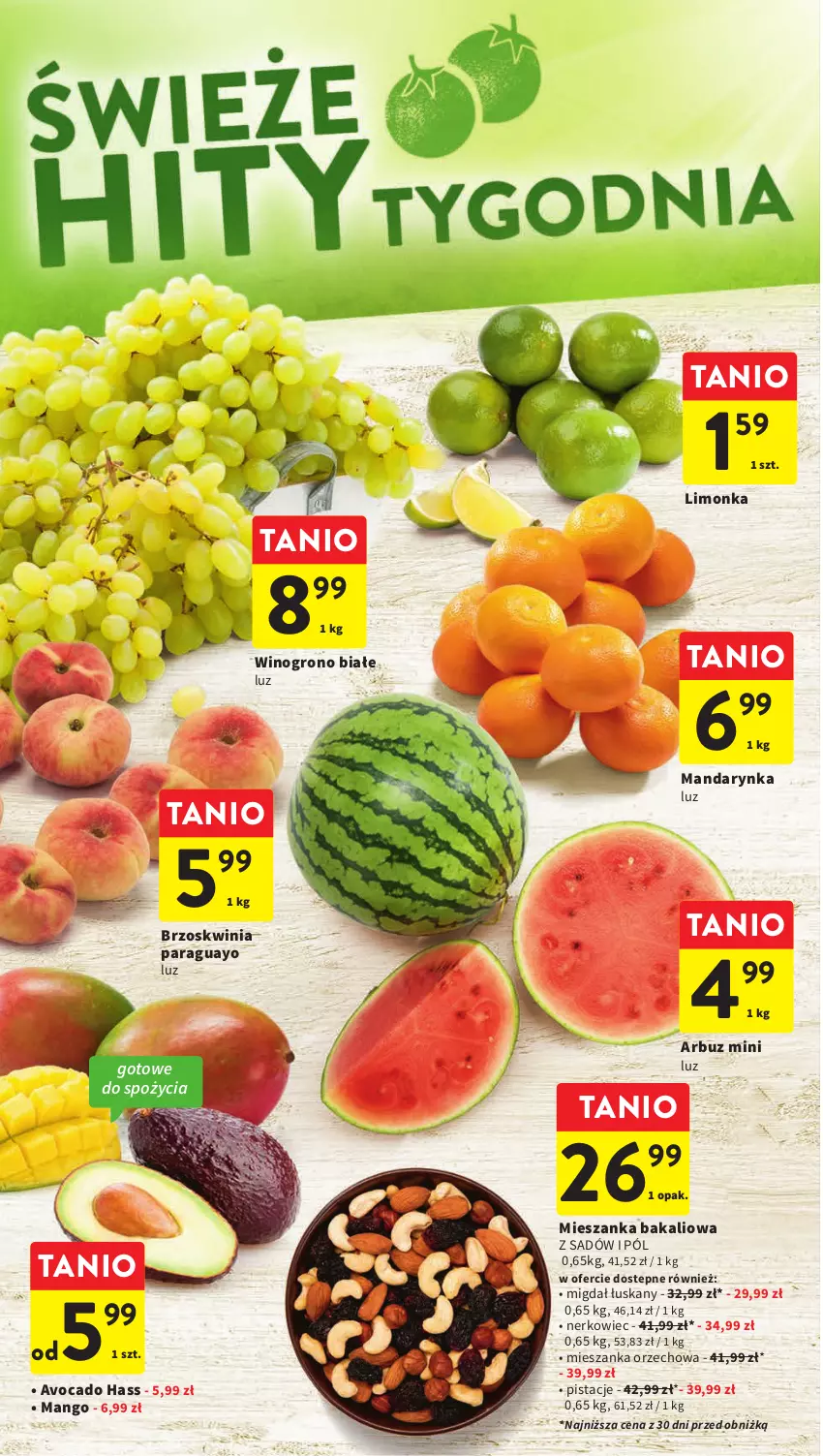 Gazetka promocyjna Intermarche - Gazetka Intermarche - ważna 10.08 do 16.08.2023 - strona 14 - produkty: Arbuz, Avocado, Limonka, Mango, Mieszanka bakaliowa, Mieszanka orzechowa, Pistacje, Wino