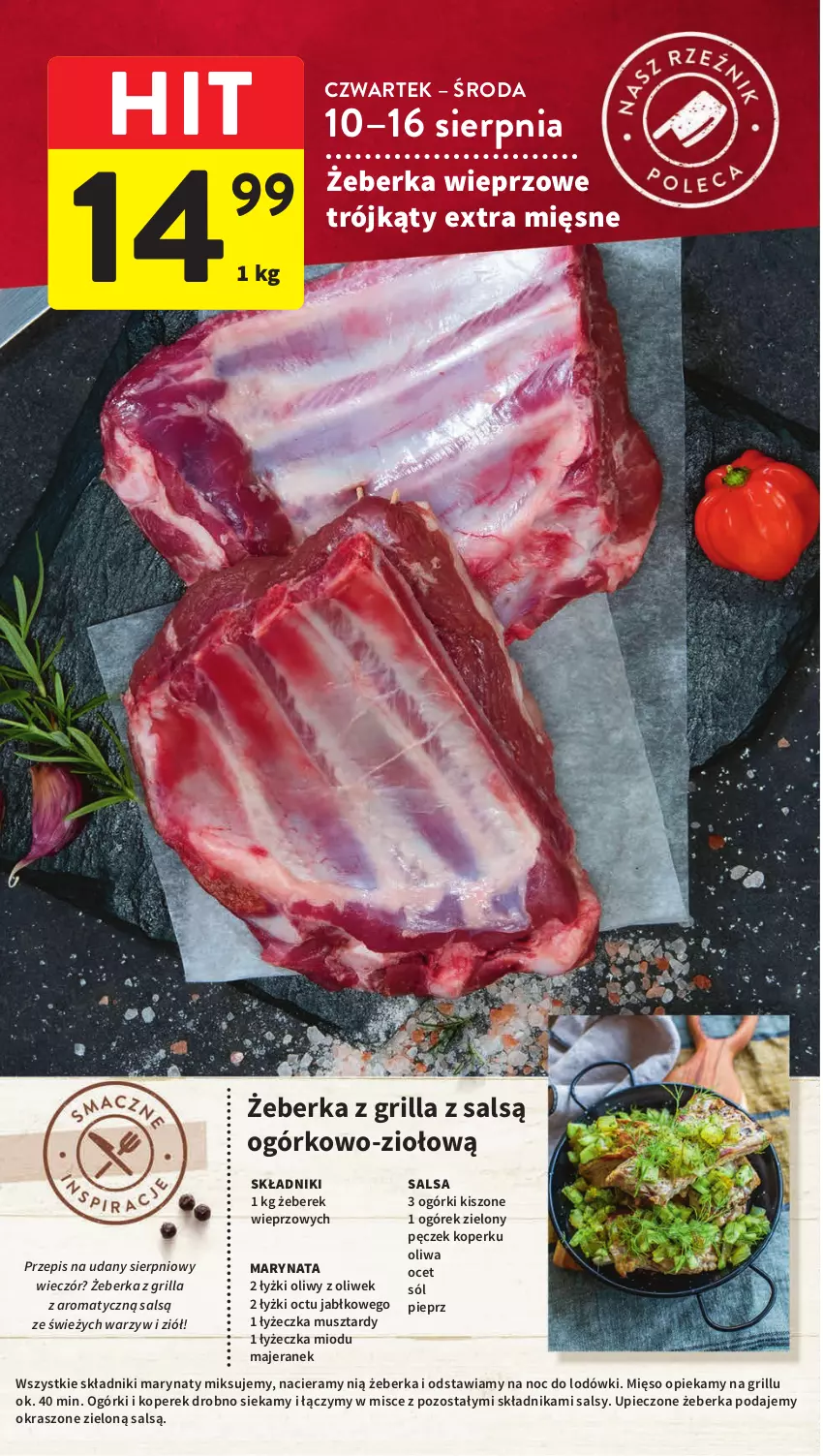 Gazetka promocyjna Intermarche - Gazetka Intermarche - ważna 10.08 do 16.08.2023 - strona 16 - produkty: Grill, Mięso, Mus, Ocet, Ogórek, Piec, Pieprz, Salsa, Sól