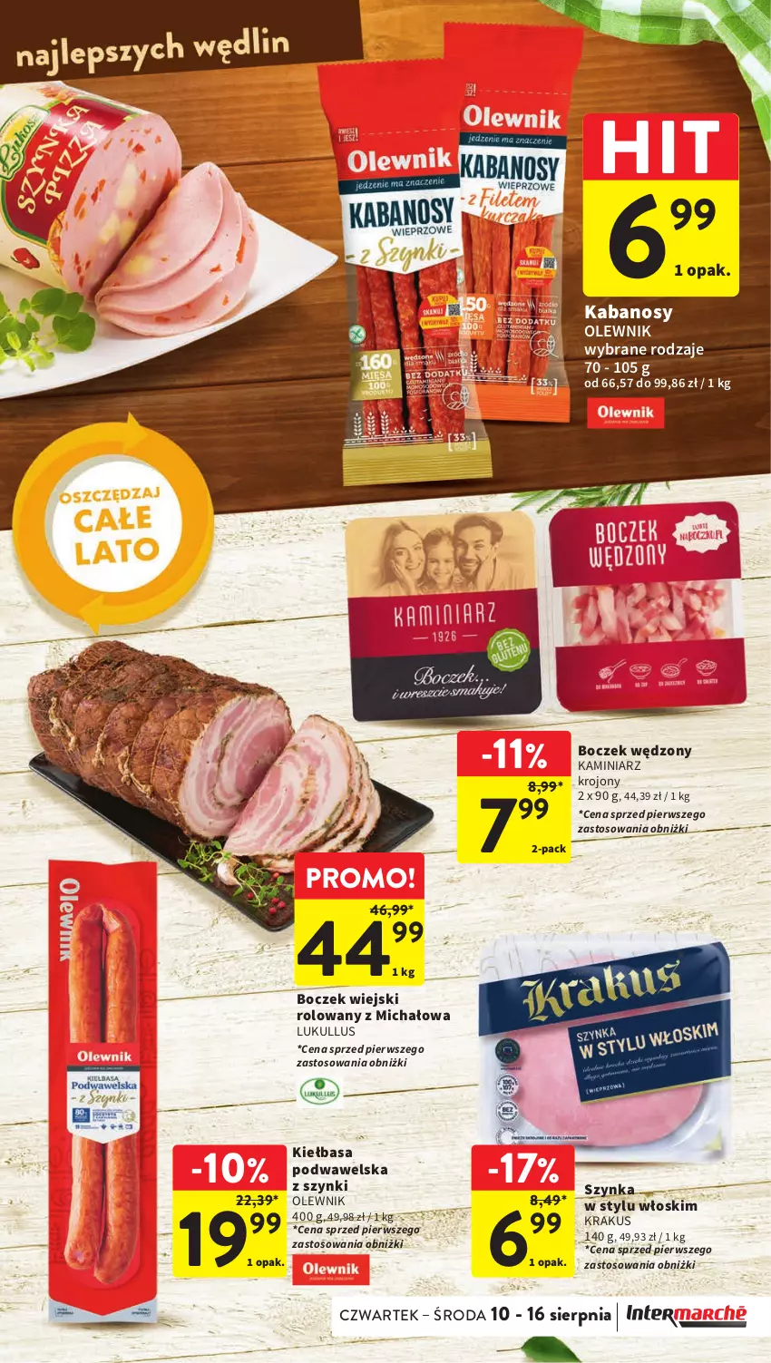 Gazetka promocyjna Intermarche - Gazetka Intermarche - ważna 10.08 do 16.08.2023 - strona 19 - produkty: Boczek, Kabanos, Kiełbasa, Kiełbasa podwawelska, Krakus, Olewnik, Szynka, Wawel