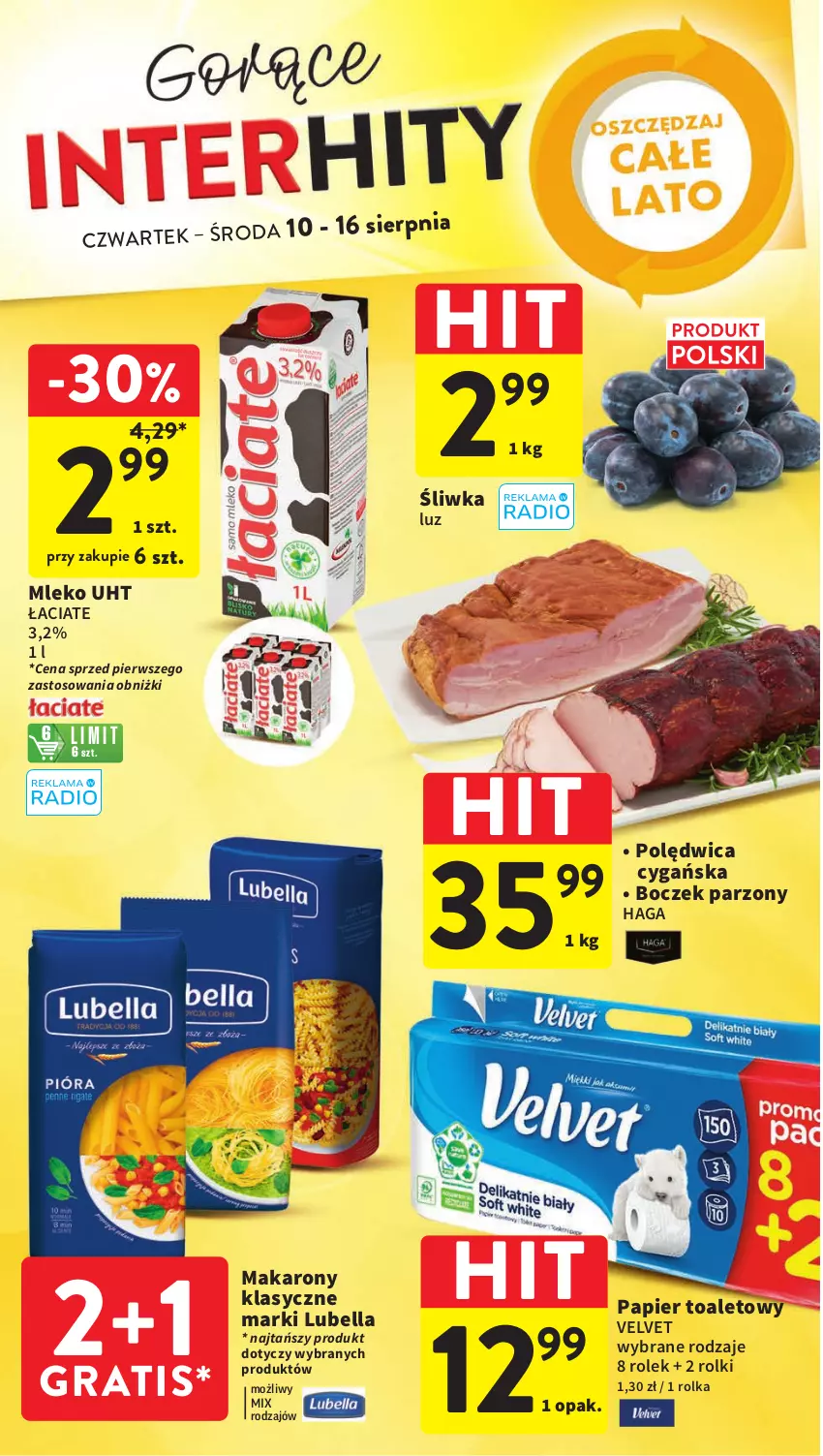 Gazetka promocyjna Intermarche - Gazetka Intermarche - ważna 10.08 do 16.08.2023 - strona 2 - produkty: Bell, Bella, Boczek, Gra, Lubella, Makaron, Mleko, Papier, Papier toaletowy, Polędwica, Rolki, Velvet