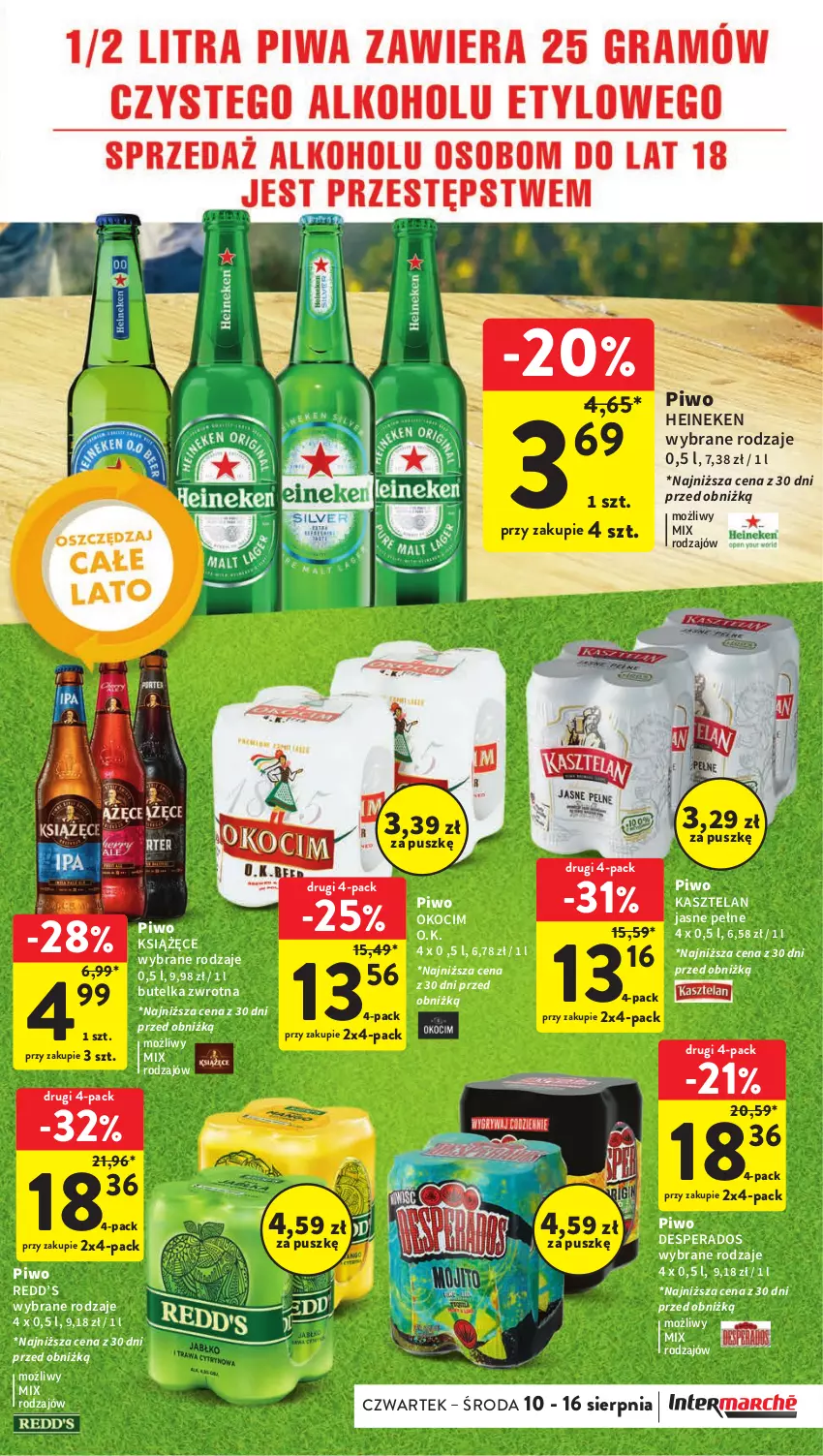 Gazetka promocyjna Intermarche - Gazetka Intermarche - ważna 10.08 do 16.08.2023 - strona 9 - produkty: Desperados, Heineken, Kasztelan, Koc, Książęce, Okocim, Piwo