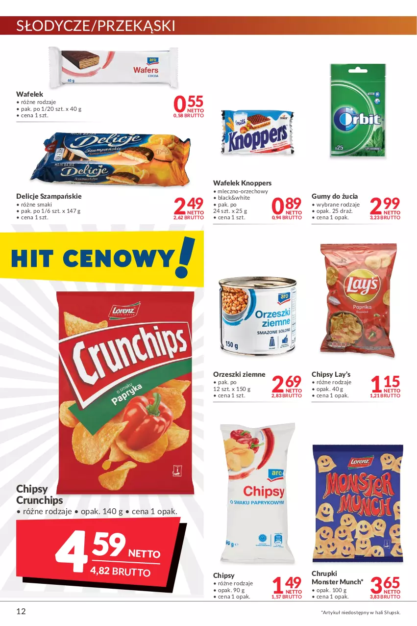 Gazetka promocyjna Makro - [Oferta promocyjna] Artykuły spożywcze i przemysłowe - ważna 24.01 do 07.02.2022 - strona 12 - produkty: Chipsy, Chrupki, Crunchips, Delicje, Knoppers, Lack, Lay’s, Monster Munch, Orzeszki, Orzeszki ziemne, Wafelek