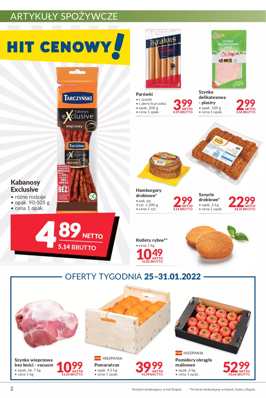 Gazetka promocyjna Makro - [Oferta promocyjna] Artykuły spożywcze i przemysłowe - ważna 24.01 do 07.02.2022 - strona 2 - produkty: Artykuły spożywcze, Burger, Hamburger, Kabanos, Kotlet, Kurczak, Parówki, Pomarańcze, Pomidory, Szynka, Szynka delikatesowa, Szynka wieprzowa