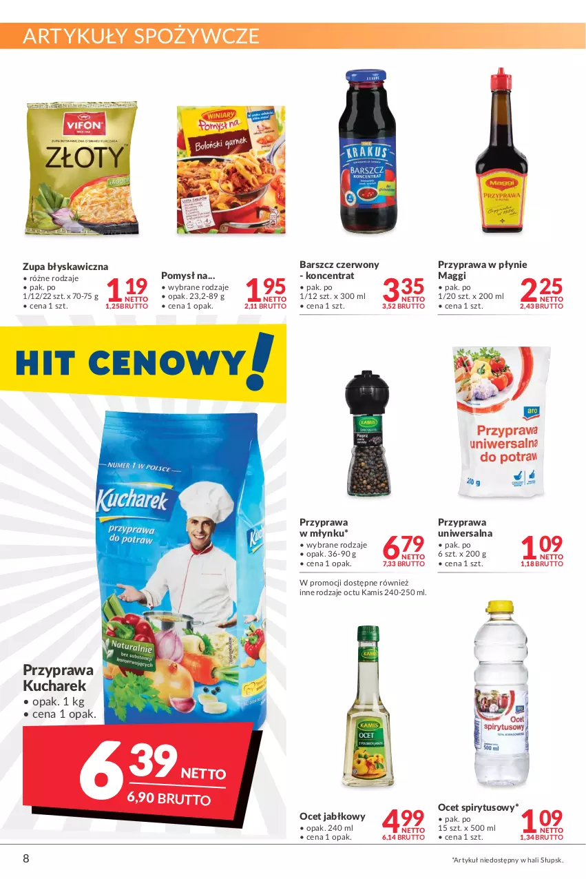 Gazetka promocyjna Makro - [Oferta promocyjna] Artykuły spożywcze i przemysłowe - ważna 24.01 do 07.02.2022 - strona 8 - produkty: Artykuły spożywcze, Kamis, Kucharek, Maggi, Ocet, Przyprawa uniwersalna, Przyprawa w płynie, Zupa