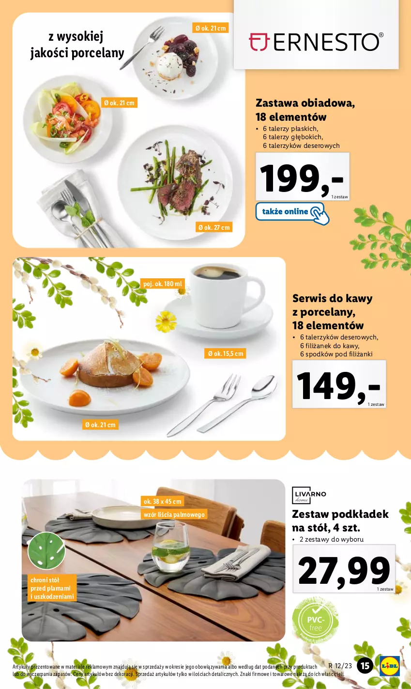 Gazetka promocyjna Lidl - GAZETKA - ważna 20.03 do 25.03.2023 - strona 15 - produkty: Deser, Podkład, Por, Ser, Sok, Stół, Talerz, Talerzyk