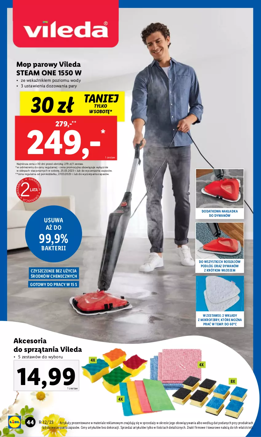 Gazetka promocyjna Lidl - GAZETKA - ważna 20.03 do 25.03.2023 - strona 46 - produkty: Dywan, Mop, Mop parowy, Vileda