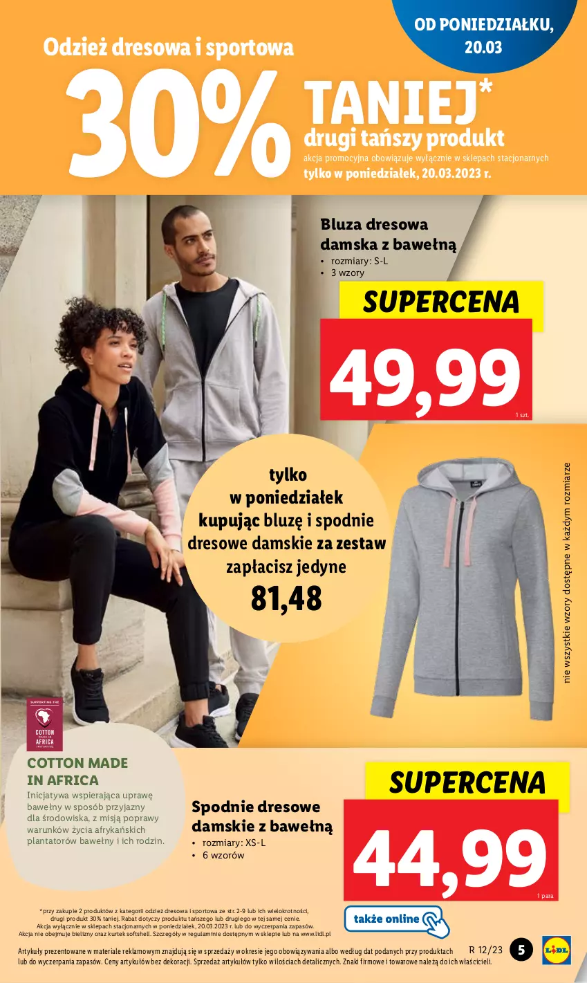 Gazetka promocyjna Lidl - GAZETKA - ważna 20.03 do 25.03.2023 - strona 5 - produkty: Bluza, Bluza dresowa, Dres, Por, Spodnie, Spodnie dresowe, Sport