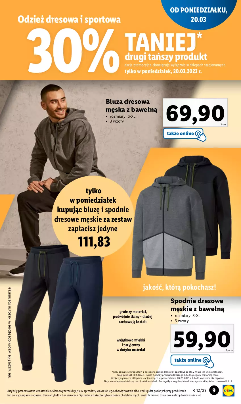 Gazetka promocyjna Lidl - GAZETKA - ważna 20.03 do 25.03.2023 - strona 9 - produkty: Bluza, Bluza dresowa, Dres, Koc, Por, Spodnie, Spodnie dresowe, Sport