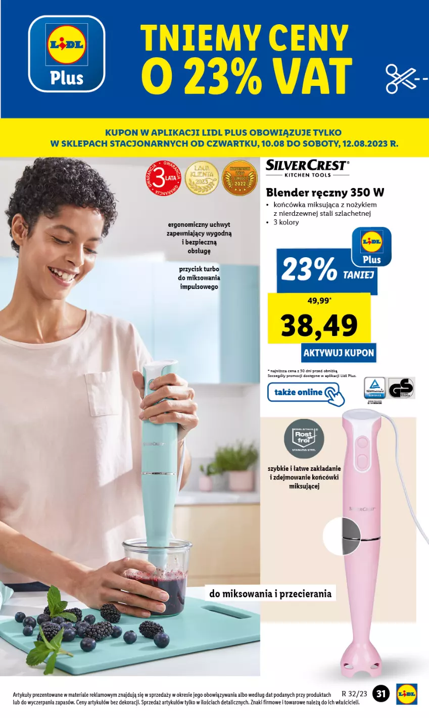 Gazetka promocyjna Lidl - GAZETKA - ważna 07.08 do 12.08.2023 - strona 33 - produkty: Blender, Blender ręczny, Noż, Piec, Silvercrest