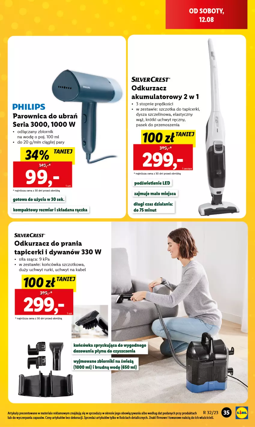 Gazetka promocyjna Lidl - GAZETKA - ważna 07.08 do 12.08.2023 - strona 39 - produkty: Akumulator, Dywan, Odkurzacz, Parownica, Pasek, Philips, Rurki, Ser, Silvercrest, Szczotka, Top