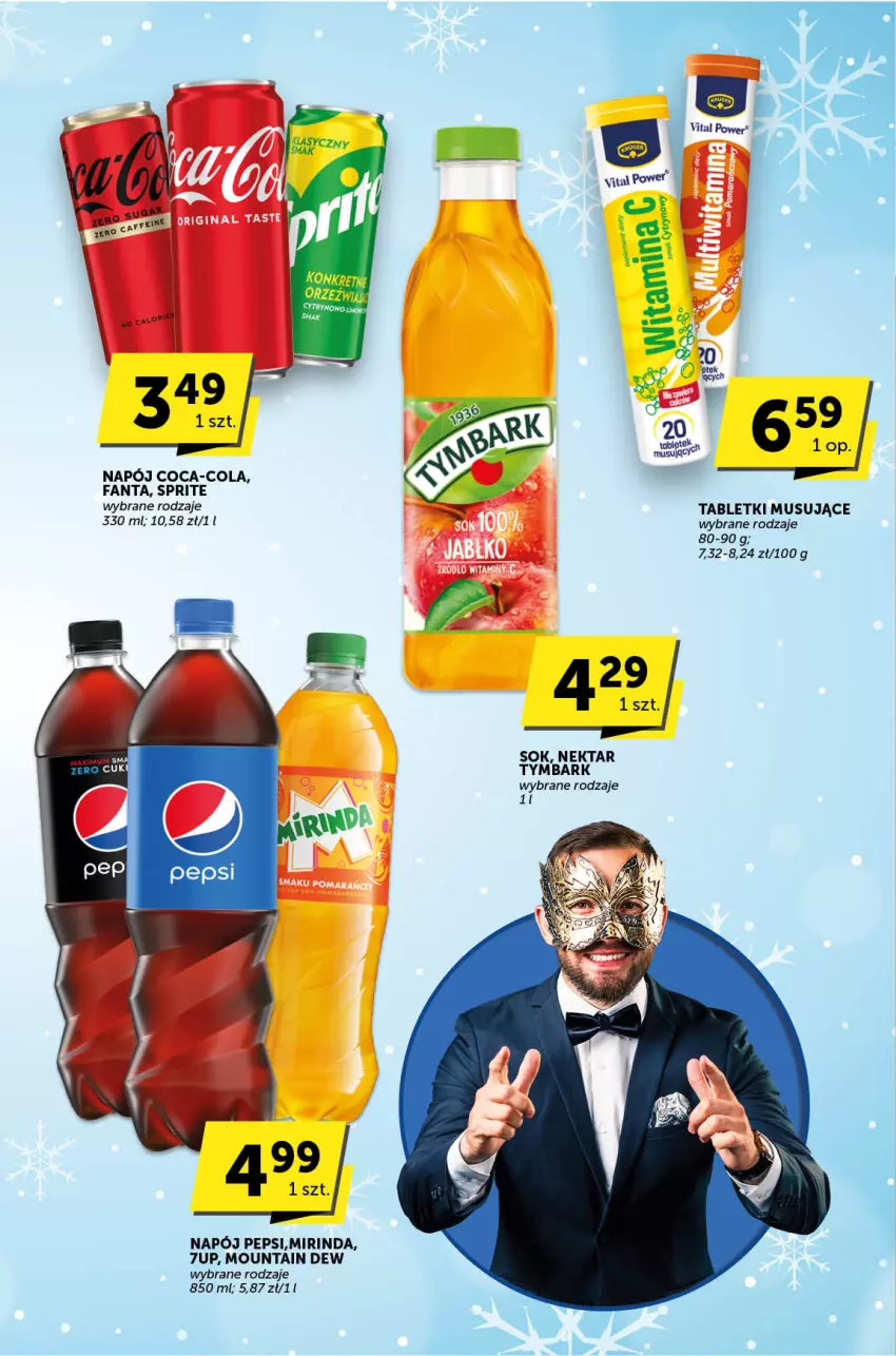 Gazetka promocyjna ABC - ważna 11.01 do 23.01.2024 - strona 16 - produkty: 7up, Coca-Cola, Fa, Fanta, Mirinda, Mus, Napój, Nektar, Pepsi, Sok, Sprite, Tablet, Tabletki musujące, Tymbark