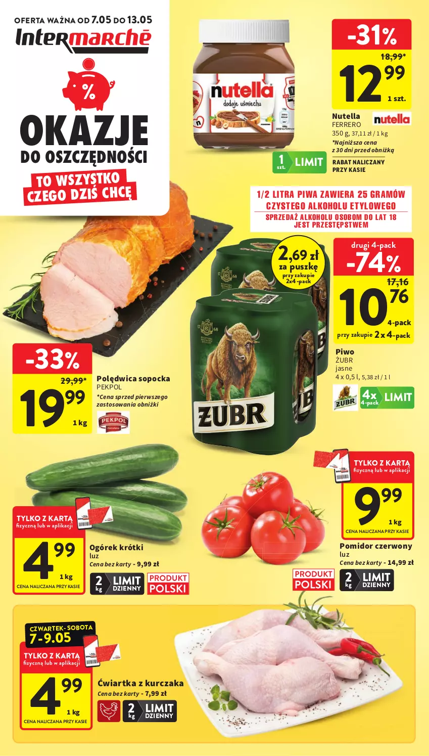 Gazetka promocyjna Intermarche - Gazetka Intermarche - ważna 07.05 do 13.05.2026 - strona 1 - produkty: Ferrero, Gra, Kurczak, Nutella, Ogórek, Pekpol, Piwa, Piwo, Polędwica