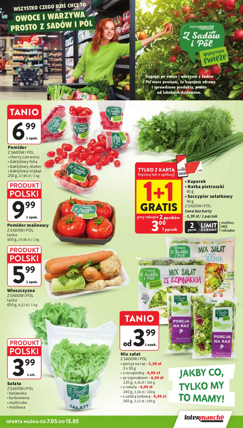 Gazetka promocyjna Intermarche - Gazetka Intermarche - ważna 07.05 do 13.05.2026 - strona 15 - produkty: Gra, Masło, Natka pietruszki, Pomidor malinowy, Por, Sałat, Szpinak
