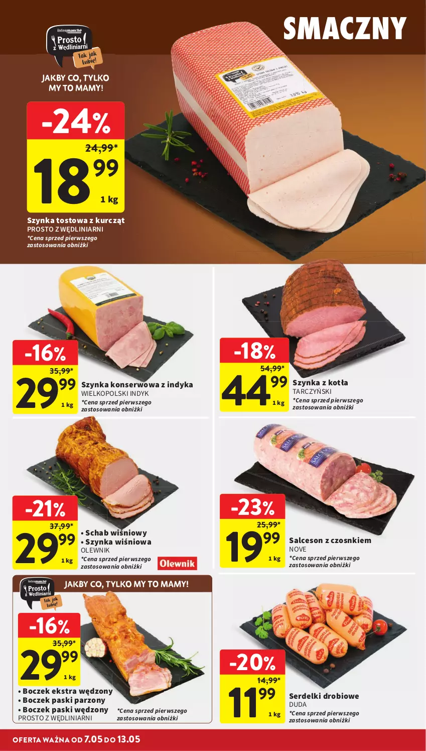 Gazetka promocyjna Intermarche - Gazetka Intermarche - ważna 07.05 do 13.05.2026 - strona 18 - produkty: Boczek, Duda, Olewnik, Salceson, Ser, Serdelki, Szynka, Szynka konserwowa, Tarczyński
