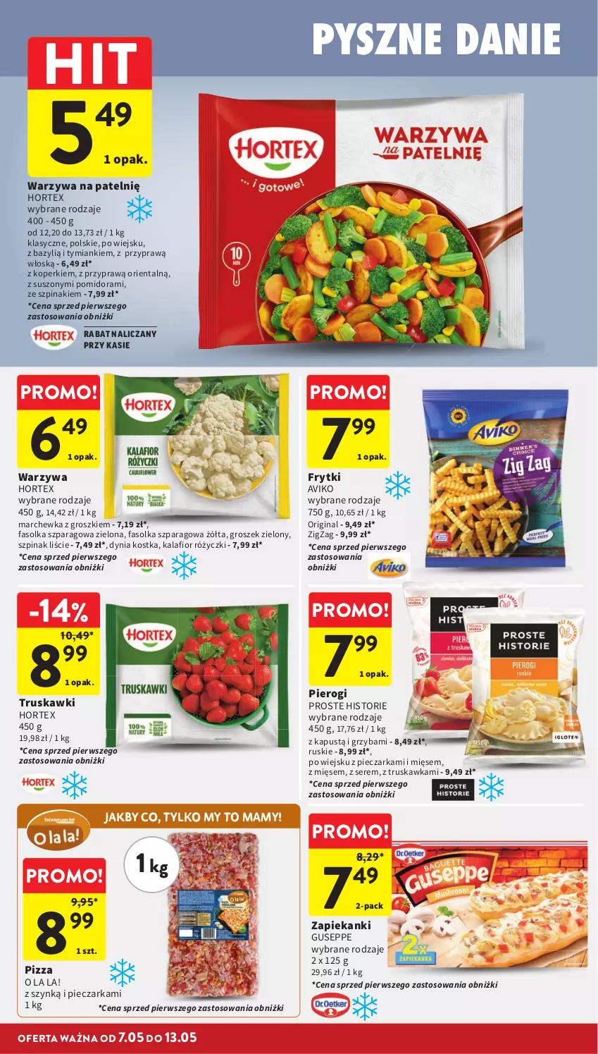 Gazetka promocyjna Intermarche - Gazetka Intermarche - ważna 07.05 do 13.05.2026 - strona 22 - produkty: Bazyl, Fa, Frytki, Gin, Groszek, Hortex, Kalafior, Kapustą, Marchewka, Piec, Pieczarka, Pierogi, Pizza, Ser, Szpinak, Truskawki, Warzywa