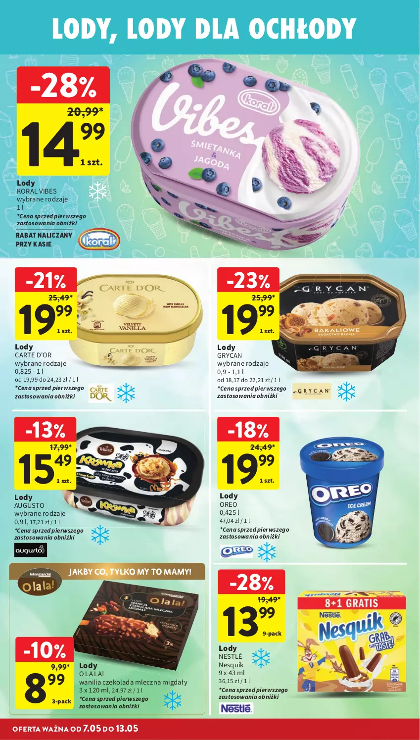 Gazetka promocyjna Intermarche - Gazetka Intermarche - ważna 07.05 do 13.05.2026 - strona 26 - produkty: Carte d'Or, Czekolada, Czekolada mleczna, Gry, Lody, Migdały, Nesquik, Nestlé, Oreo