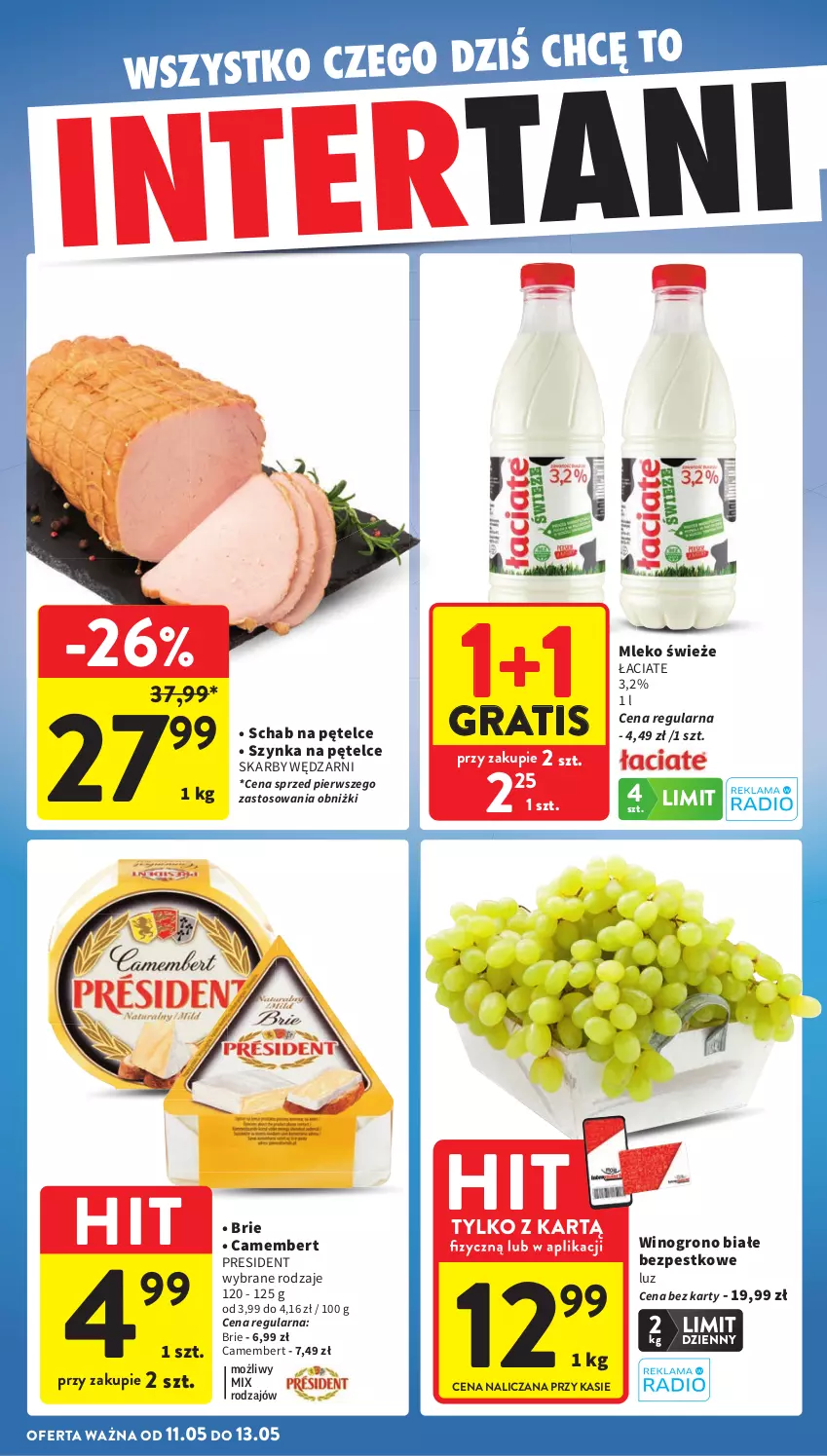 Gazetka promocyjna Intermarche - Gazetka Intermarche - ważna 07.05 do 13.05.2026 - strona 42 - produkty: Brie, Camembert, Gra, Mleko, Szynka, Wino