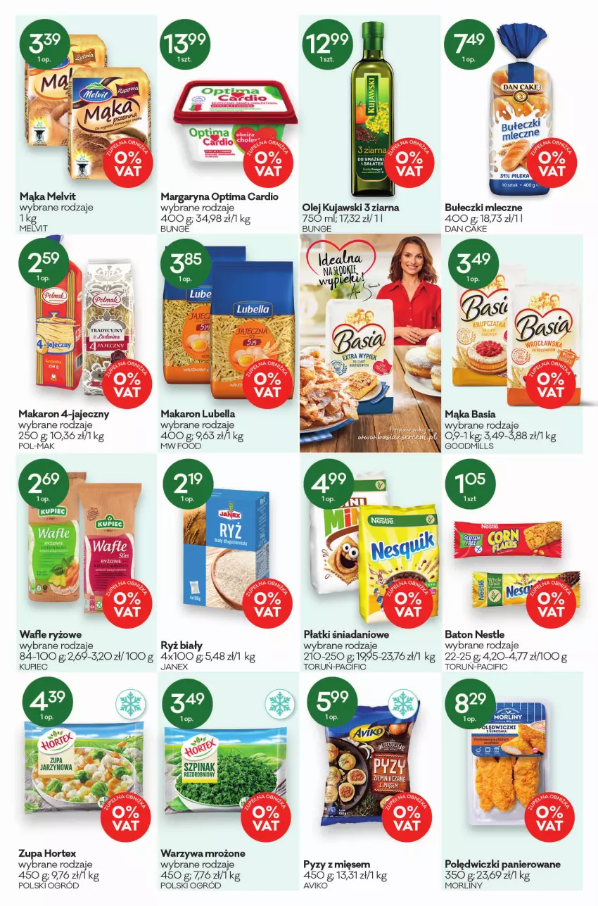 Gazetka promocyjna Groszek - ważna 17.02 do 01.03.2022 - strona 5 - produkty: Basia, Baton, Bell, Bella, Bułeczki, Bułeczki mleczne, Cif, Dan Cake, Danio, Hortex, Kujawski, Kupiec, Lubella, Mąka, Makaron, Margaryna, Melvit, Morliny, Ogród, Olej, Optima, Optima Cardio, Piec, Polędwiczki panierowane, Ryż, Ryż biały, Sałat, Szpinak, Tarka, Wafle, Warzywa, Zupa