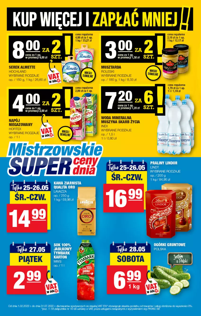 Gazetka promocyjna Spar - Spar - ważna 15.05 do 25.05.2022 - strona 5 - produkty: Almette, Hochland, Hortex, Mus, Musztarda, Ser, Serek, Szyna, Woda, Woda mineralna