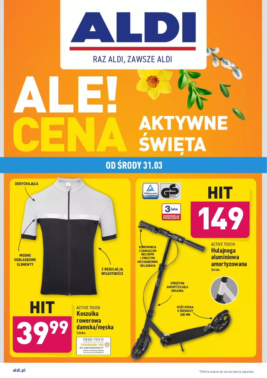 Gazetka promocyjna Aldi - Od Środy - ważna 31.03 do 03.04.2021 - strona 1 - produkty: Hulajnoga, Kierownica, Kosz, Koszulka, LG, Rower