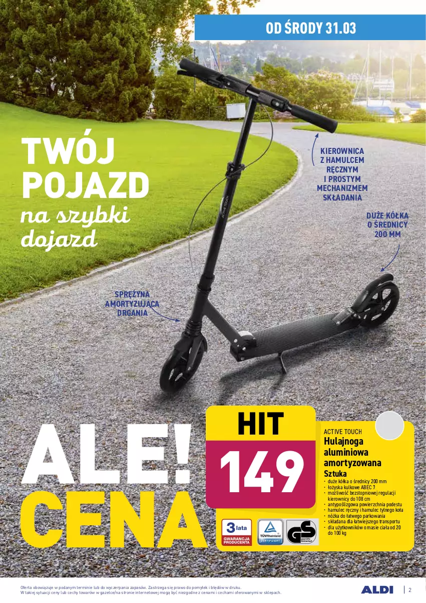 Gazetka promocyjna Aldi - Od Środy - ważna 31.03 do 03.04.2021 - strona 2 - produkty: Hulajnoga, Kierownica, Mule, Pojazd, Por, Sport, Top, Tran