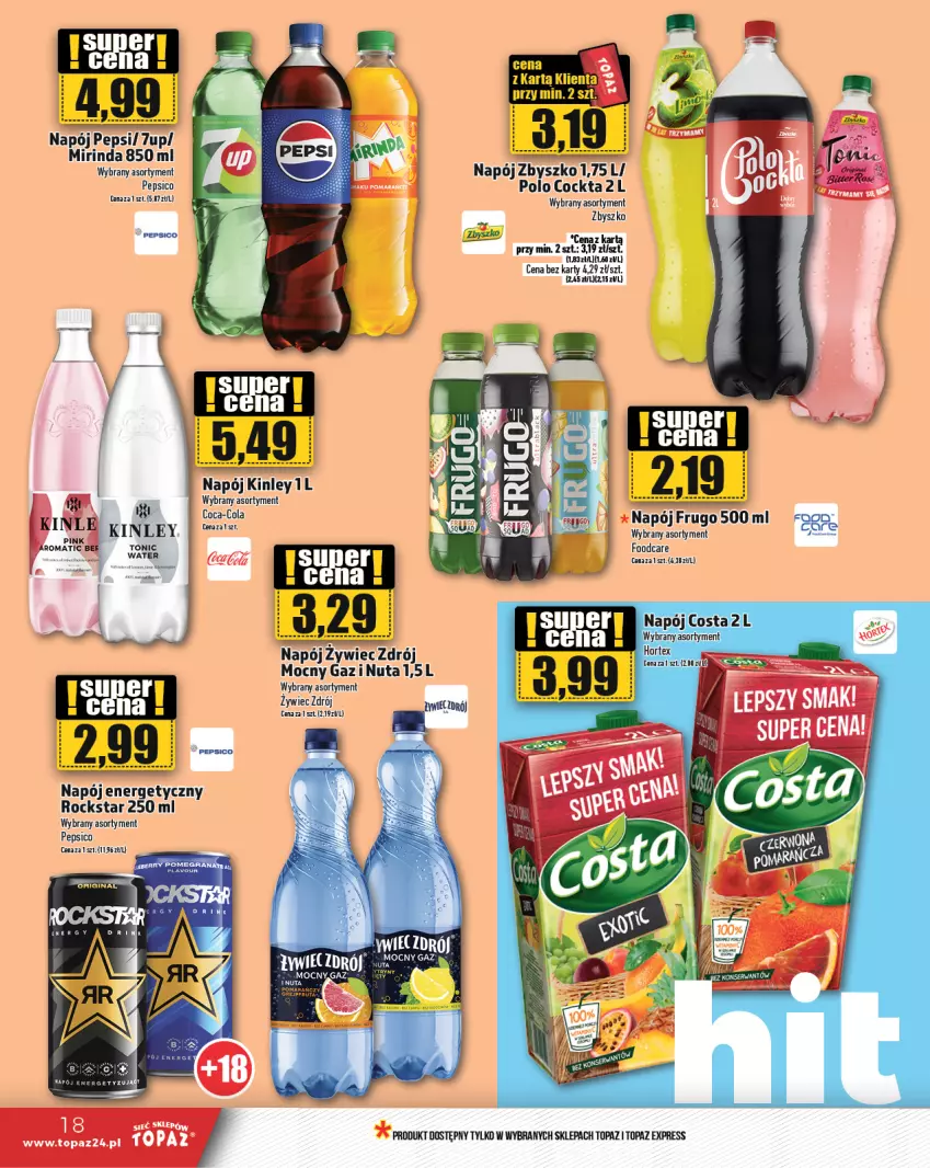 Gazetka promocyjna Topaz - Gazetka - ważna 04.04 do 10.04.2024 - strona 18 - produkty: Mirinda, Napój, Napój energetyczny, Pepsi, Por, Top